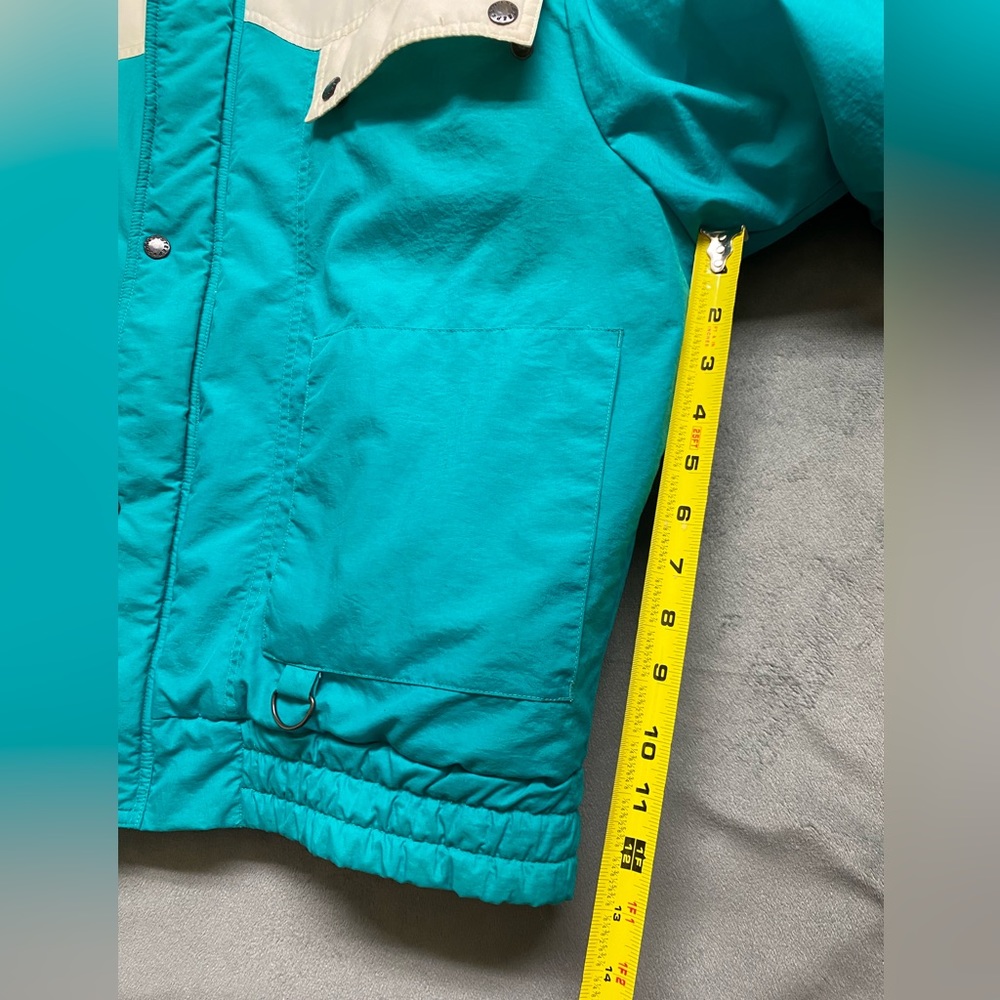 Vintage Steep Slopes Puffer Jacket Blue White Yellow 80s Snow - Womens Medium - Picture 12 of 16